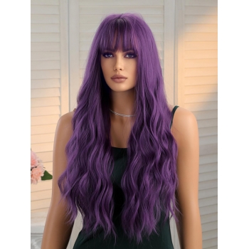 zaful Purple Full Bangs Long Wavy Synthetic Cosplay Wig