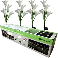 PondXpert Solar Lily Flower (White, 4 Pack)