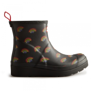 Hunter Womens Play Short Mini Rainbow Print Wellington Boots UK Size 8 (EU 42)