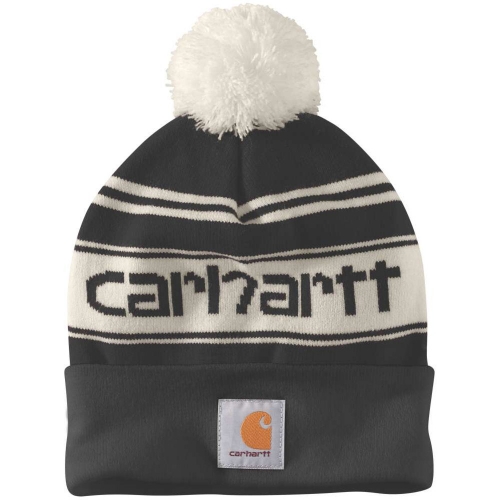 Carhartt Mens Knit Cuffed Rib Knit Fold Up Logo Beanie One Size