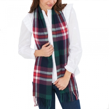 Joules Womens Bracken Checked Rectangle Warm Winter Scarf One Size