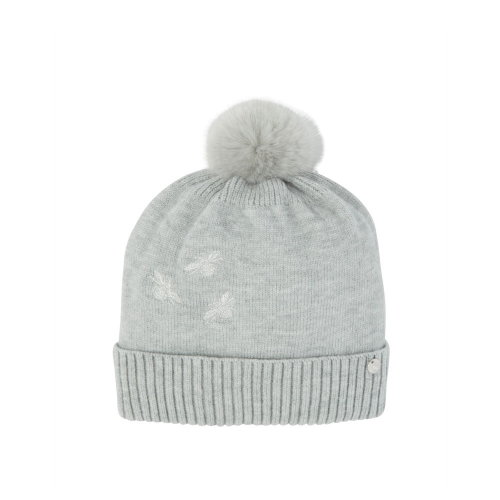 Joules Womens Stafford Embroidered Pom Pom Beanie Hat One Size