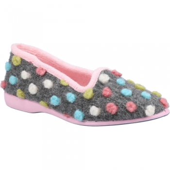 Fleet & Foster Womens Daphne Cushioned Pom Pom Slippers UK Size 3 (EU 36)