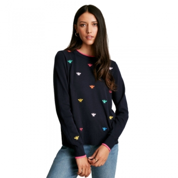 Joules Womens Mariella Intarsia Crew Neck Knitted Jumper UK 10- Chest 35', (89cm)