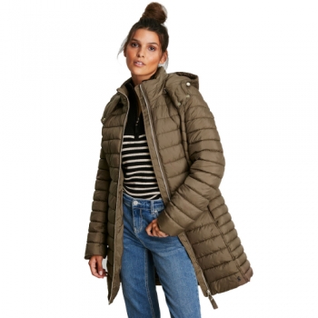 Joules Womens Canterbury Long Funnel Neck Puffer Jacket Coat UK 10- Bust 35', (89cm)