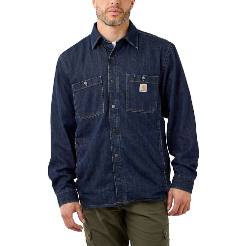 Carhartt Mens Denim Fleece Lined Snap Front Shirt M - Chest 38-40' (97-102cm)