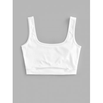 Women Tank Tops ZAFUL Cropped Cut Out Basic Tank Top L White