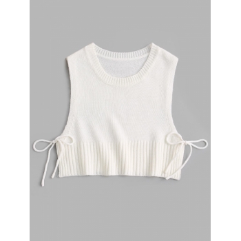 Women Tank Tops Knitted Tie Side Crop Tank Top S White