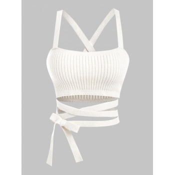 Women Tank Tops Midriff Flossing Sexy Knitted Tie High Stretch Versatile Summer Crop Tank Top with Straps for Any Occasion M White