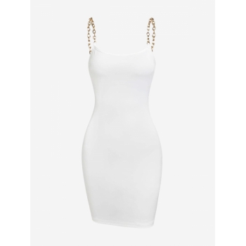 Bodycon Dress ZAFUL Chain Straps Mini Slinky Dress M White