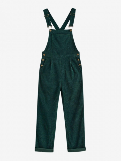 Women Jumpsuit ZAFUL Women Corduroy Front Pocket Criss Cross Sleeveless Casual Daily Adjustable Straps Overall with Front Pocket Xl Deep green