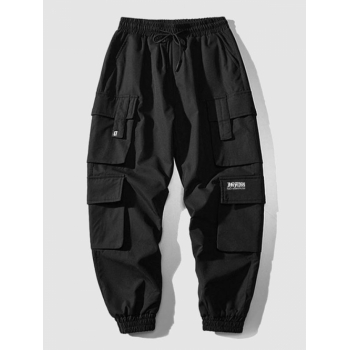 ZAFUL Men's Multi Flap Pockets Drawstring Cargo Jogger Techwear Pants 2xl Black