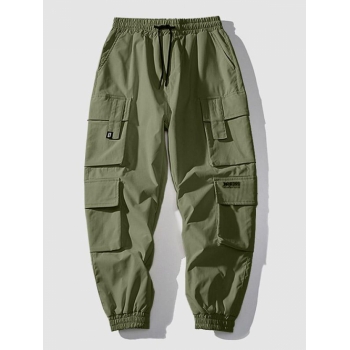 ZAFUL Men's Multi Flap Pockets Drawstring Cargo Jogger Techwear Pants Xl Deep green