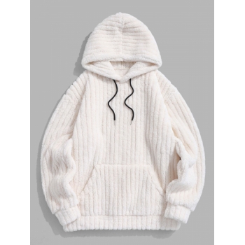 ZAFUL Men's ZAFUL Kangaroo Pocket Striped Fluffy Hoodie Xxl White