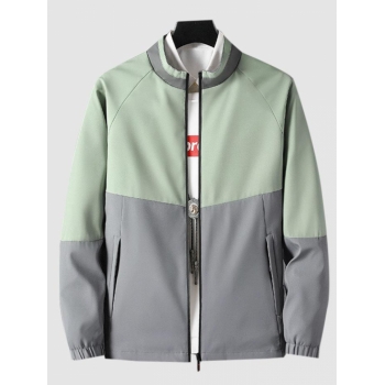 ZAFUL Men's Colorblock Raglan Sleeve Zip Jacket M Green