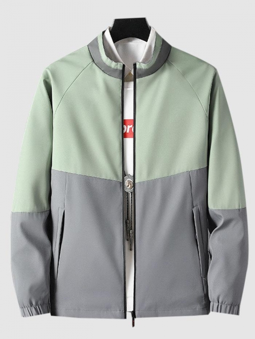 ZAFUL Men's Colorblock Raglan Sleeve Zip Jacket M Green