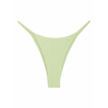 Ribbed String Bikini Bottom M Light green