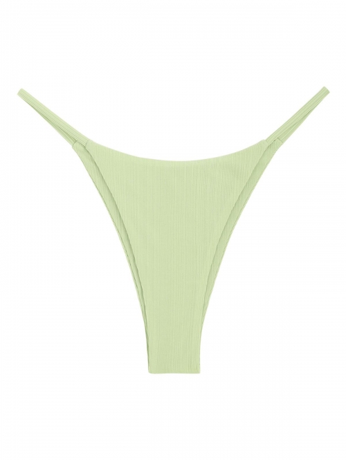 Ribbed String Bikini Bottom M Light green