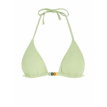 Ribbed Beading Bikini Top L Light green