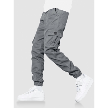 ZAFUL Men's ZAFUL Solid Color Pockets Beam Feet Streetwear Cargo Pants L Gray