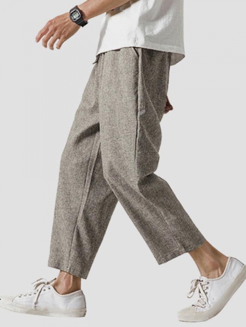 ZAFUL Men's Casual Drawstring Ninth Pants L Light coffee