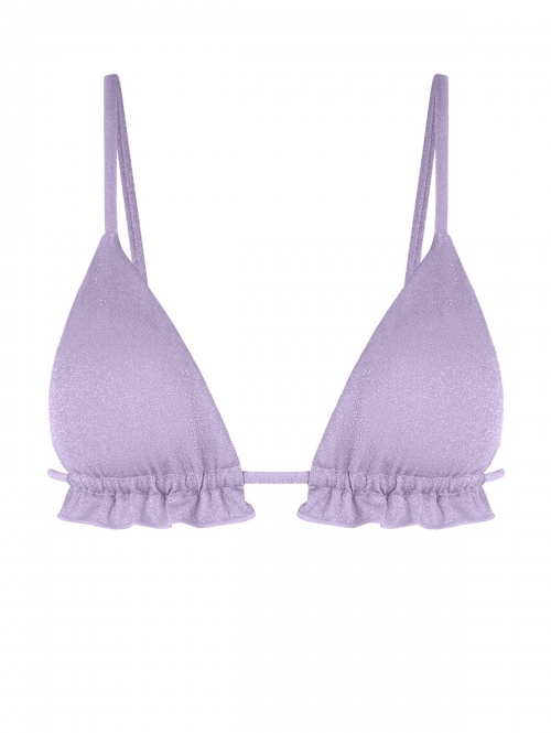 Ruffles Metallic Bikini Top M Light purple