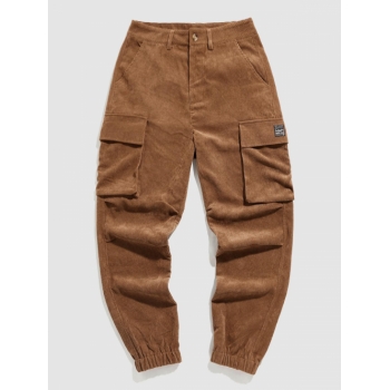 ZAFUL Men's ZAFUL Multi-pockets Design Beam Feet Cargo Corduroy Pants Xl Coffee