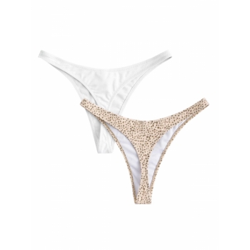 ZAFUL 2PCS Thong Bikini Bottoms Light coffee