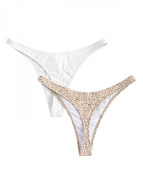 ZAFUL 2PCS Thong Bikini Bottoms Light coffee