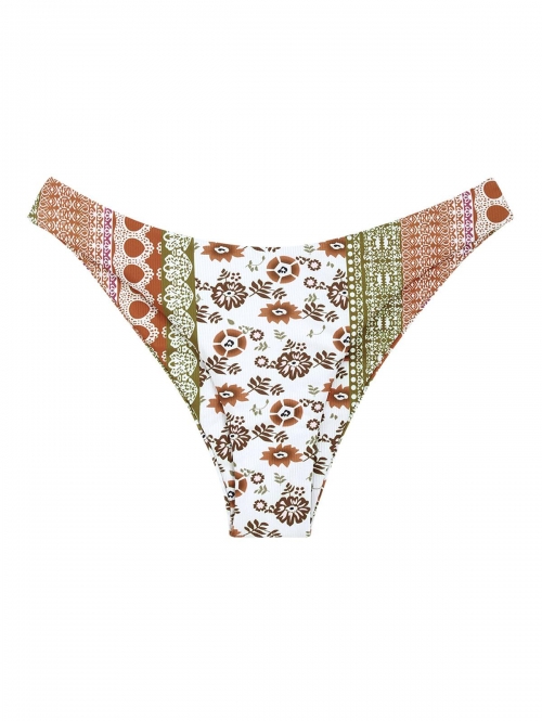 Printed Ethnic Bikini Bottom S Coffee