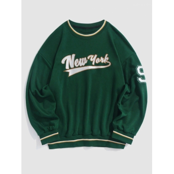 ZAFUL Men's ZAFUL Number and New York Embroidery Pullover Essentials Sweatshirt Xl Deep green