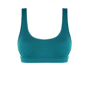 Cut Out Ribbed Bikini Top M Deep green