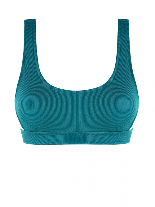 Cut Out Ribbed Bikini Top M Deep green