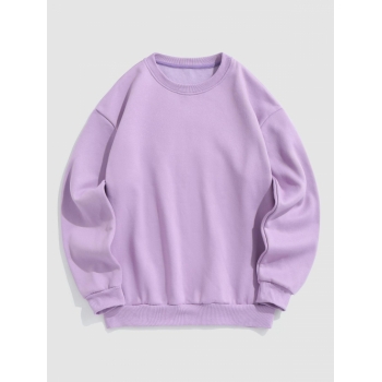 ZAFUL Men's ZAFUL Fleece Lining Solid Color Essentials Pullover Sweatshirt Xxl Light purple