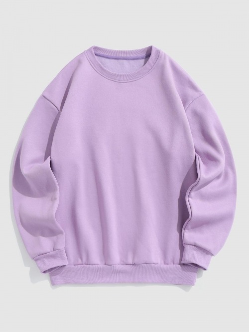 ZAFUL Men's ZAFUL Fleece Lining Solid Color Essentials Pullover Sweatshirt Xxl Light purple