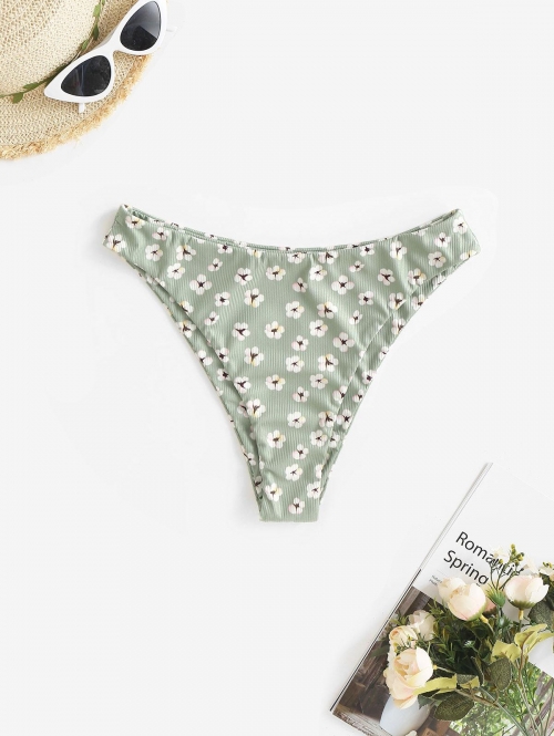 Floral Bikini Bottom L Light green