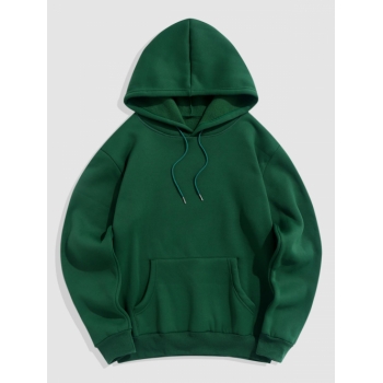 ZAFUL Men's Fleece Lining Essentials Pullover Hoodie L Deep green