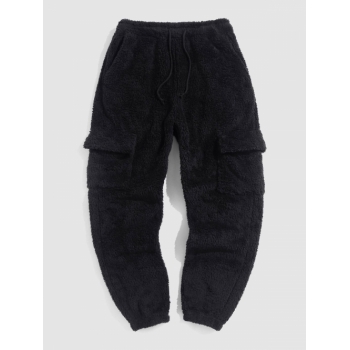 ZAFUL Men's ZAFUL Pocket Design Fluffy Jogger Pants L Black