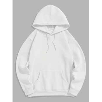 ZAFUL Men's Fleece Lining Essentials Pullover Hoodie L White