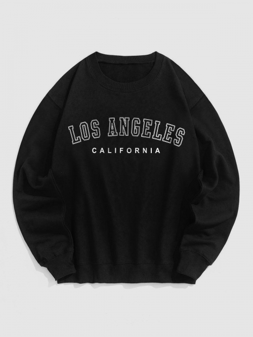 ZAFUL Men's LOS ANGELES CALIFORNIA Graphic Sweatshirt S Black