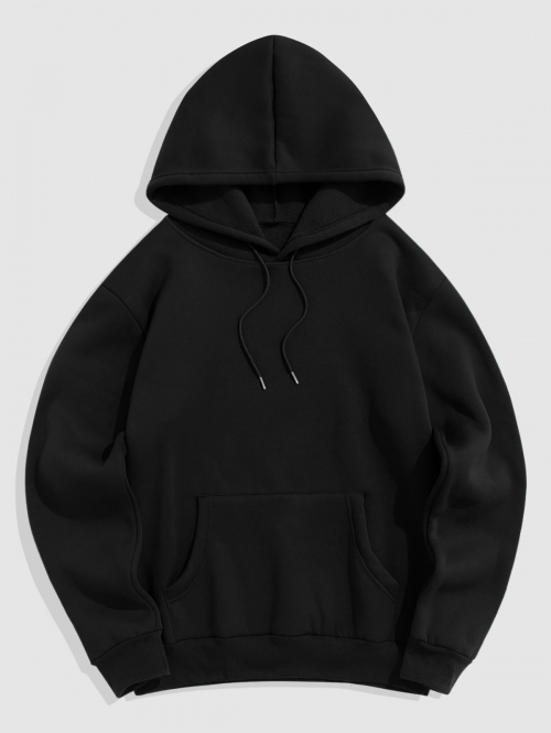 ZAFUL Men's Fleece Lining Essentials Pullover Hoodie L Black