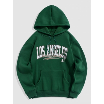 ZAFUL Men's LOS ANGELES California Letter Pattern Fleece-lined Essentials Hoodie 2xl Deep green