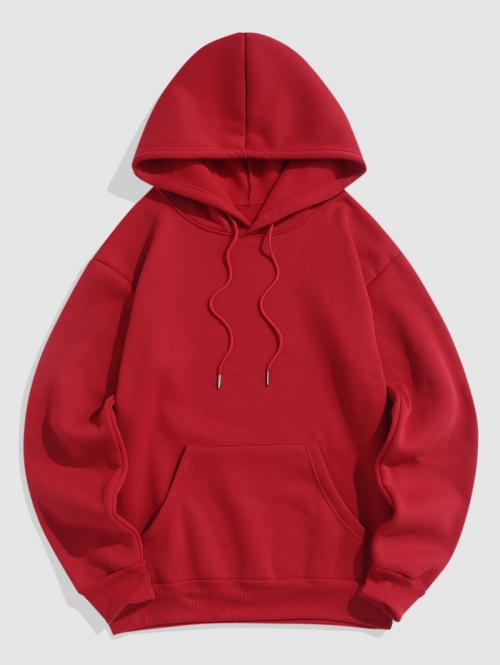 ZAFUL Men's Fleece Lining Essentials Pullover Hoodie L Red