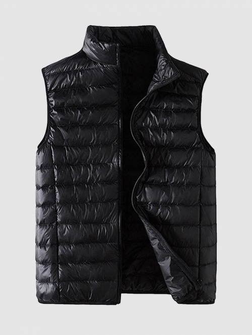 ZAFUL Men's Quilted Zipper Waistcoat L Black