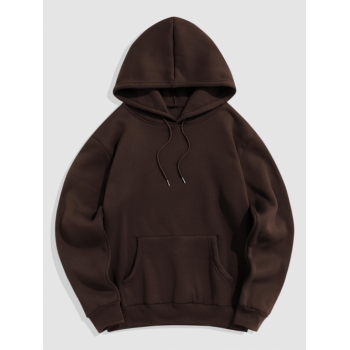 ZAFUL Men's Fleece Lining Essentials Pullover Hoodie L Deep coffee