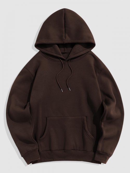 ZAFUL Men's Fleece Lining Essentials Pullover Hoodie S Deep coffee