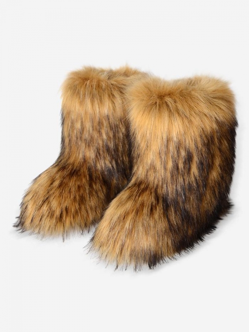 ZAFUL Women Fluffy Shaggy Faux Fur Warm Snow Winter Boots