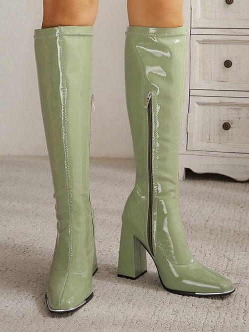 ZAFUL Women Side Zip Chunky Heeled Knee High Boots