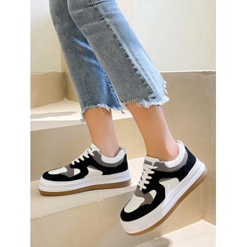 Women Colorblock Breathable Thick Bottom Board Shoes