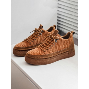 Men Corduroy Lace Up Skate Shoes